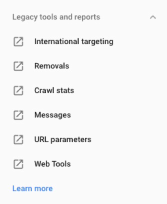 Google search console legacy tools and reports