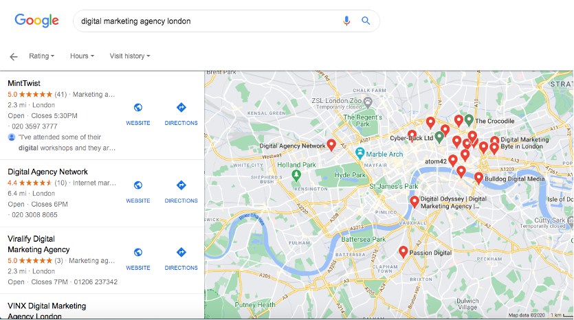 digital marketing agency google maps