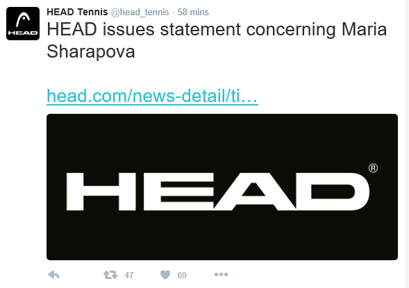 Head - social media statement sharapova
