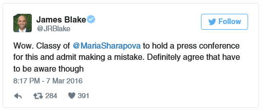 Sharapova - Twitter reaction 1