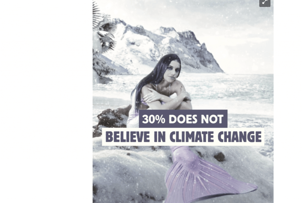a mermaid illustrating the importance of climate change for the earth day campaign