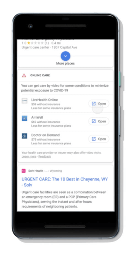 ew Google Search Features Help Connect People With Virtual Healthcare Options