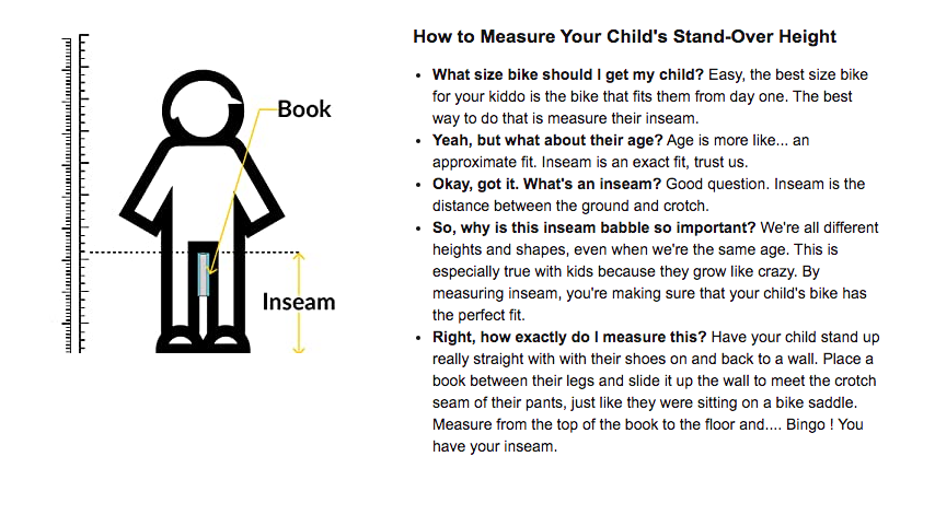 Strider bikes Amazon EBC 'how to measure your child's stand-over height'