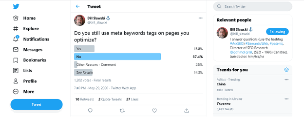 twitter meta keywords poll