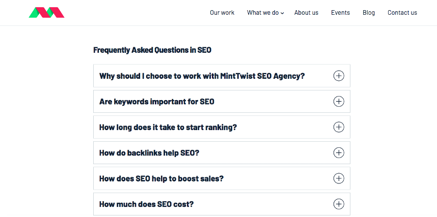 frequently asked questions in SEO MintTwist