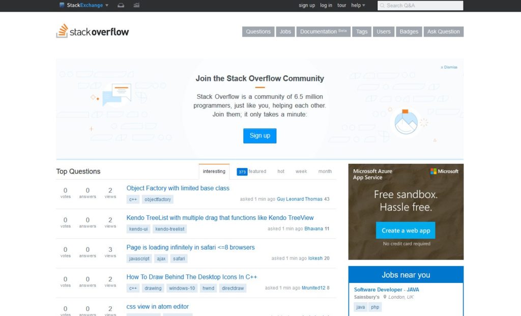 Stack overflow website screenshot